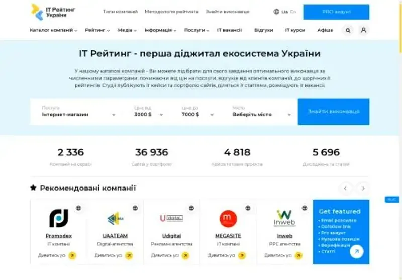 Скріншот it-rating ua