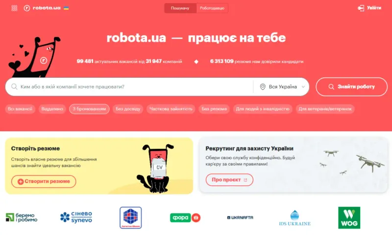 Скріншот Rabota Ua